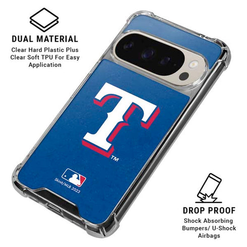 MLB Texas Rangers - Solid Distressed Pixel 9/9 Pro Clear Case